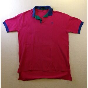 Jonathan Corey Mens Vintage Polo Shirt Large‎ Magenta Pink Blue Green USA Cotton